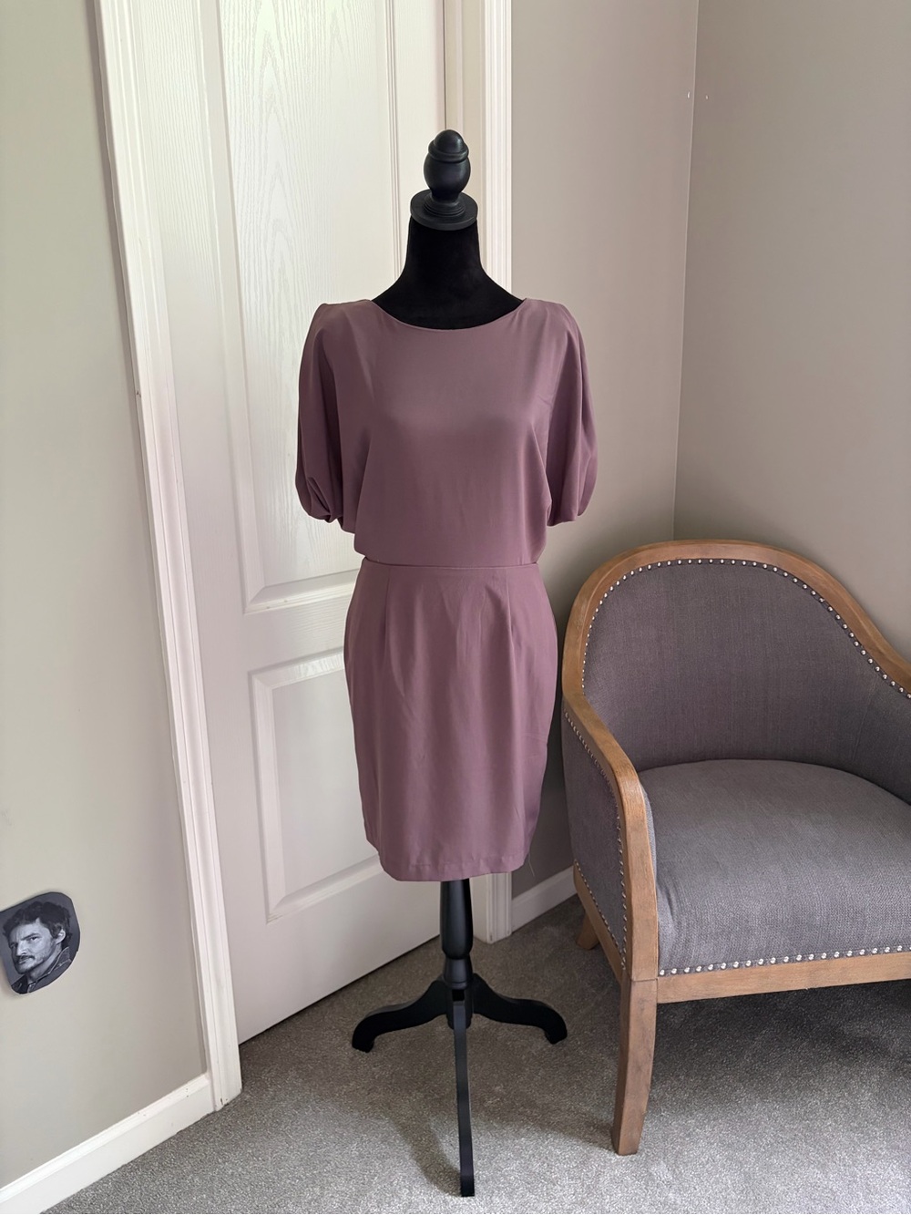 Women's Mauve Open-Sleeve Sheath Dress